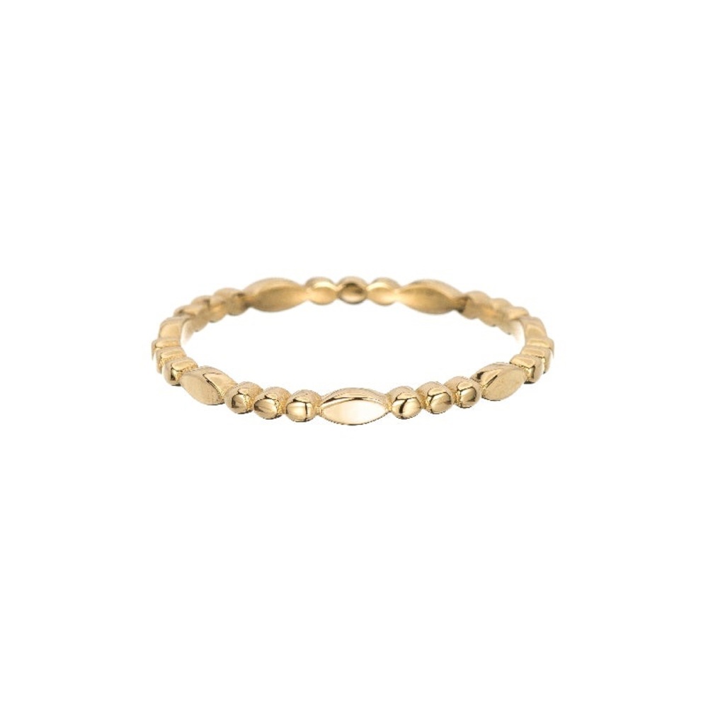 Gold Marquise Beaded Band 14kt Yellow Gold